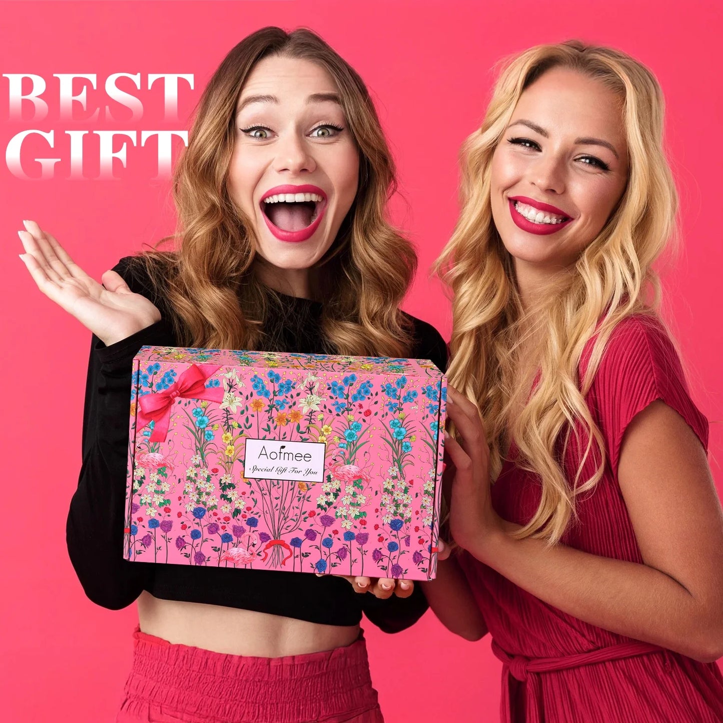 Gift Baskets for Women, 8 Pcs Rose Bath and Body Set, Beauty Spa Holiday Birthday Gifts for Her, Pink